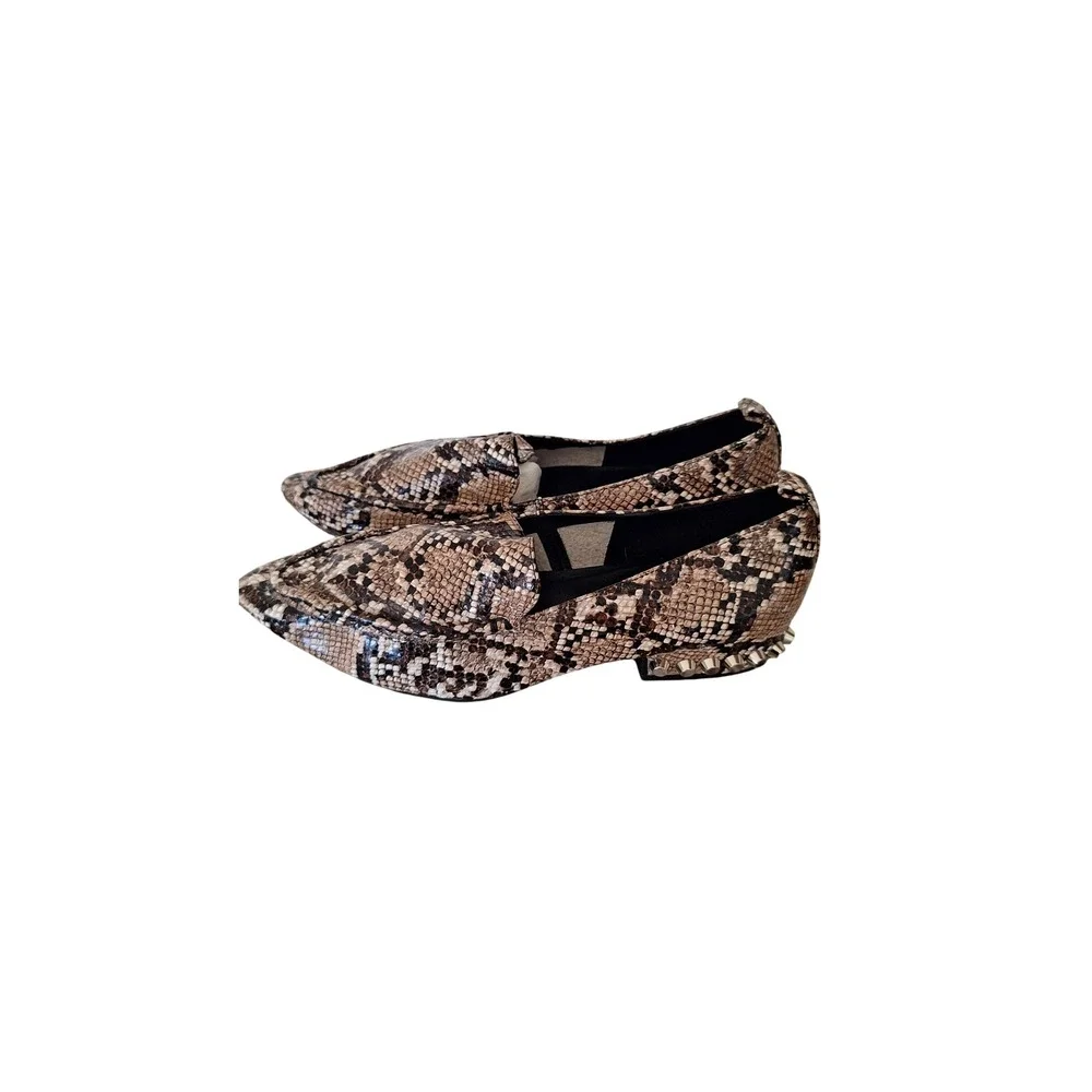 Jeffrey Campbell Snakeskin Studded Pointed Toe Loafers Brown Black Mens 8M